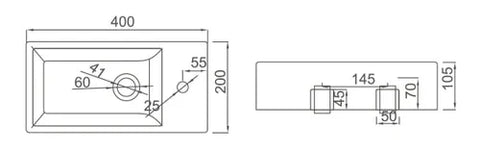 Xenon Gloss White Wall Hung Ceramic Basin 400x200mm