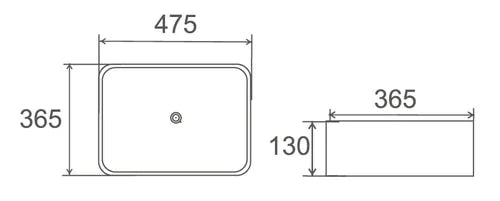 Brio Above Counter Ceramic Basin 475x365mm - Gloss White