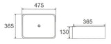 Brio Above Counter Ceramic Basin 475x365mm - Gloss White