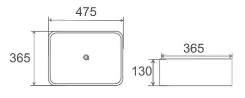 Brio Above Counter Ceramic Basin 475x365mm - Gloss White