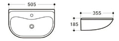 Vertex Wall Hung Ceramic Basin 505x355mm - Gloss White