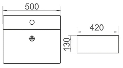Vivid Gloss White Above Counter Ceramic Basin 500x420mm / 600x420mm
