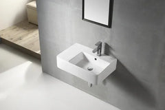 Juniper Gloss White Wall Hung Ceramic Basin 615x420mm - Left hand / Right Hand