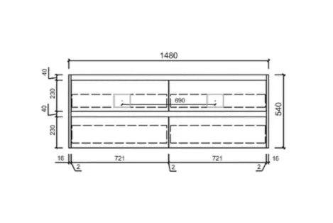 BV10WH Dark Oak Fingerpull Wall Hung Vanity - 600 / 750 / 900 / 1200 / 1500S / 1500D / 1800mm