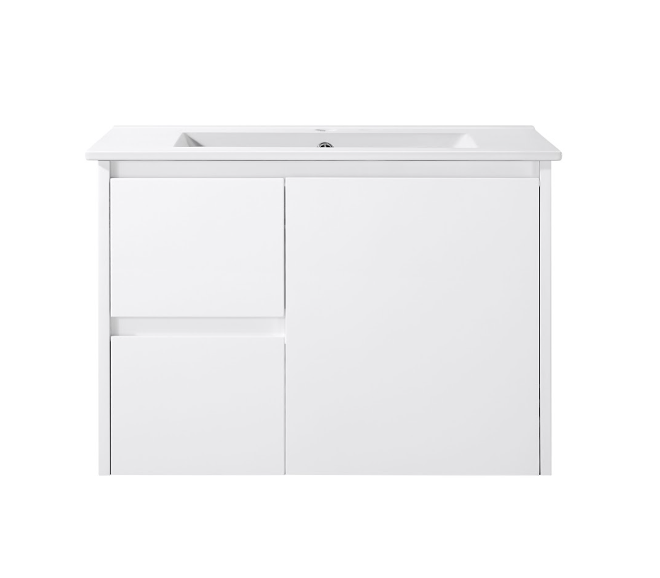 BV03WH Gloss White Fingerpull Wall Hung Vanity - 600 / 750 / 900 / 1200 / 1500 / 1800mm