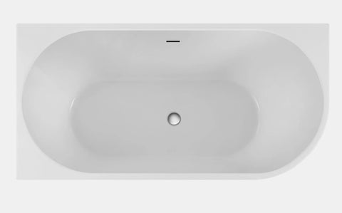 Rubi Left Hand Corner Freestanding Bath with Overflow 1500mm - Gloss White