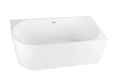 Rubi Right Hand Corner Freestanding Bath with Overflow 1500mm - Gloss White