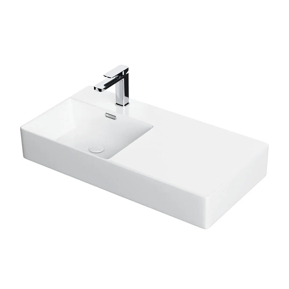 Quasar Large Gloss White Wall Hung Ceramic Basin 800x420mm