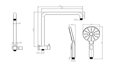 Round Compact Dual Shower Rail - Various Colours