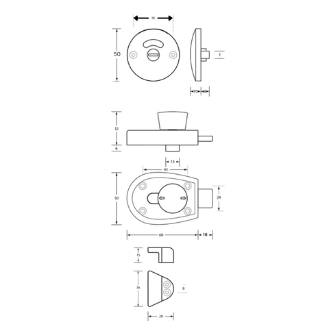 Xcel Slide Lock & Emergency Release Indicator Set in Antimicrobial - XCEL_SLIDELOCK_ANMB