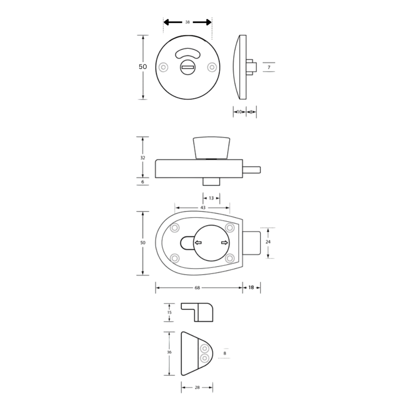 Xcel Slide Lock and Emergency Release Indicator Set in Satin Chrome Plate - XCEL_SLIDELOCK_SCP