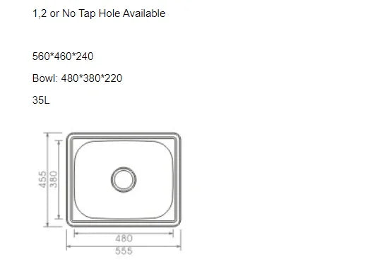 Single Bowl Topmount Laundry Sink 560x460 / 600x500 / 510x390mm - Stainless Steel