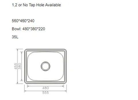 Single Bowl Topmount Laundry Sink 560x460 / 600x500 / 510x390mm - Stainless Steel