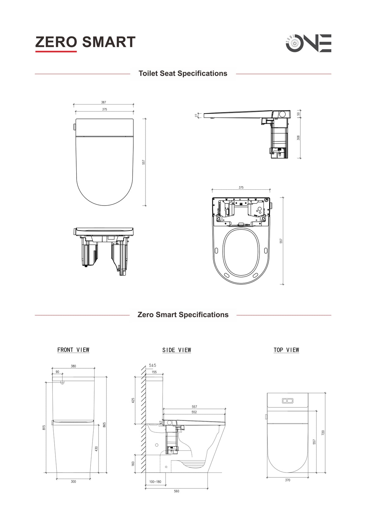 Zumi Zero Rimless Whirlpool Flushing Smart Bidet Toilet Suite