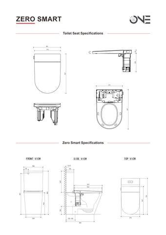 Zumi Zero Rimless Whirlpool Flushing Smart Bidet Toilet Suite