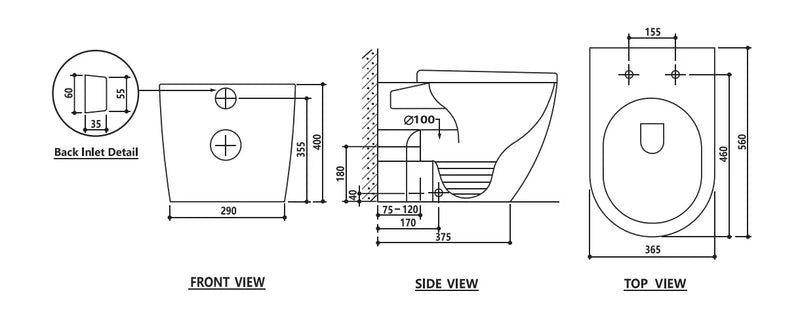 Wall Faced Floor Pan With In-Wall Cistern & Touchless Sensor Flush Plate
