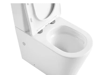 Raised Height Back To Wall Tornado Rimless Flush Toilet Suite with Soft Close Seat - White (4 Star) - Stock Clearance