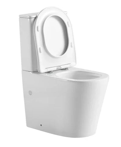 Raised Height Back To Wall Tornado Rimless Flush Toilet Suite with Soft Close Seat - White (4 Star) - Stock Clearance