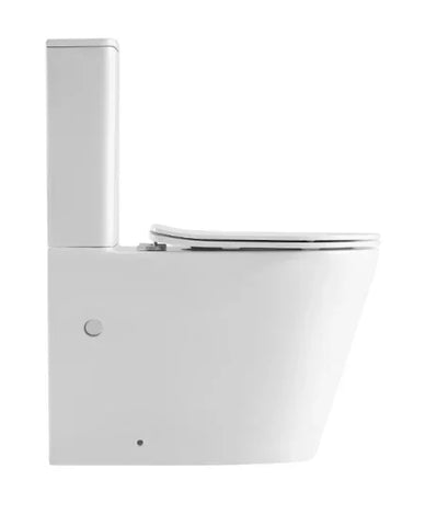 Raised Height Back To Wall Tornado Rimless Flush Toilet Suite with Soft Close Seat - White (4 Star) - Stock Clearance