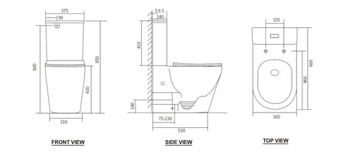 Raised Height Back To Wall Tornado Rimless Flush Toilet Suite with Soft Close Seat - White (4 Star) - Stock Clearance