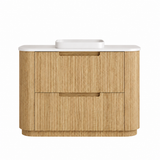 BV35 Fluted Natural Oak Curve Freestanding Vanity - 750 / 900 / 1200 / 1500 / 1800mm