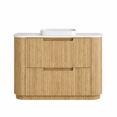 BV35 Fluted Natural Oak Curve Freestanding Vanity - 750 / 900 / 1200 / 1500 / 1800mm