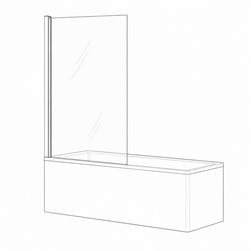SS48 Fixed Over Bath Shower Screen 750x1500mm / 800x1500mm - Various Colours Hardware