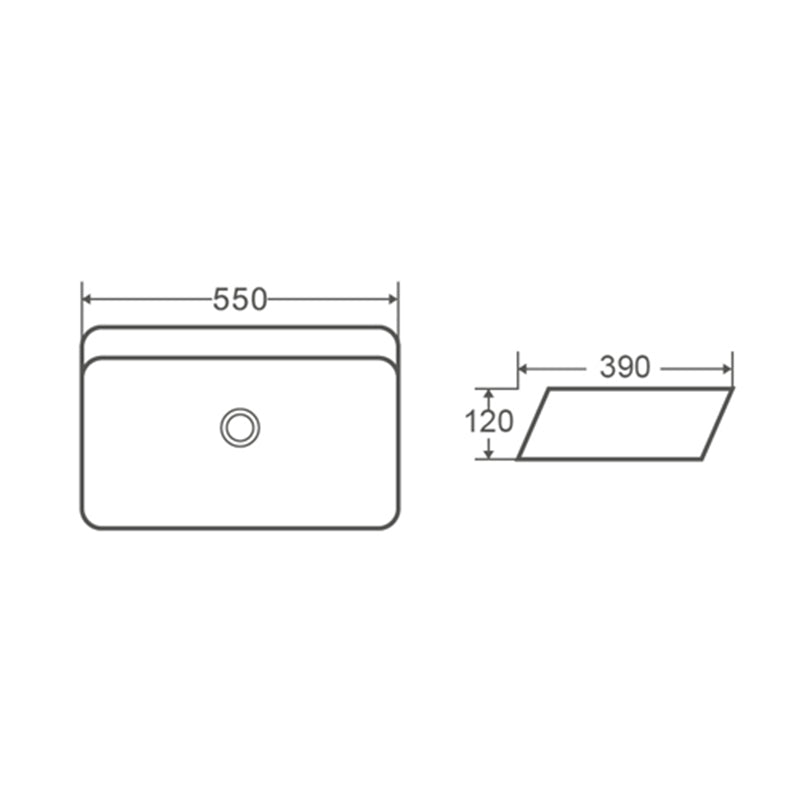 Ava Above Counter Ceramic Basin Gloss White 450x390x120mm/550x390x120mm