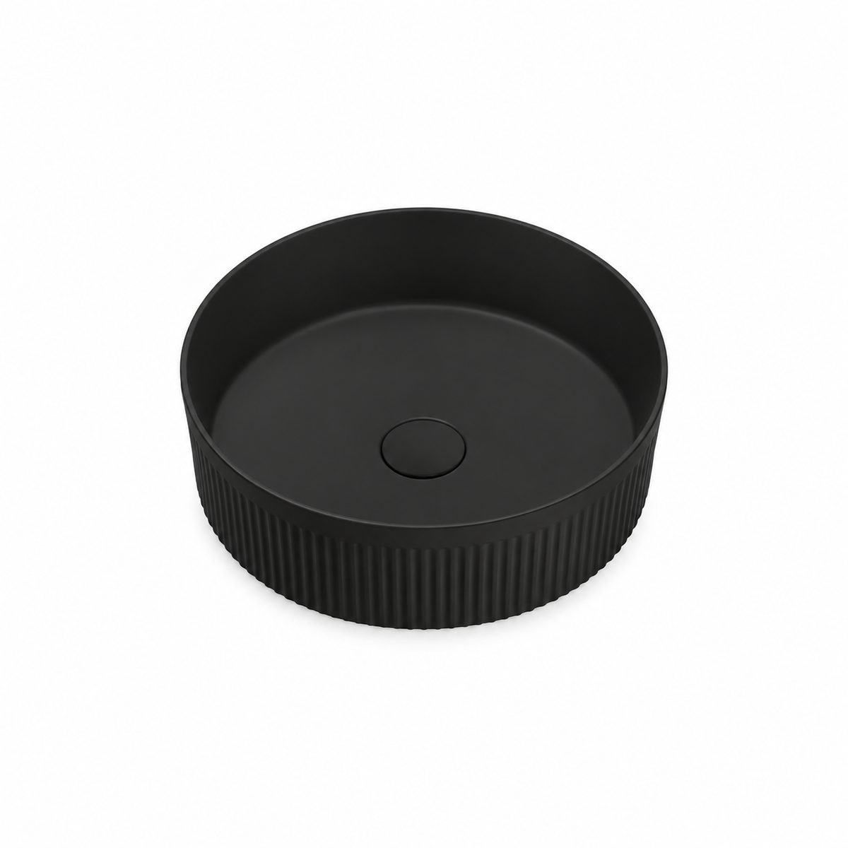 Aliso matte black fluted above counter ceramic basin
