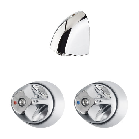 Gentec AVLF0075 Wall Mounted Lead Free DZR Brass Shower Set w/ Fixed Anti Vandal Showerhead and Control Valves