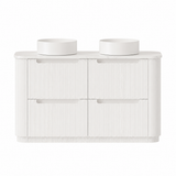 BV46 Fluted Matte White Curve Freestanding Vanity - 750 / 900 / 1200 / 1500 / 1800mm