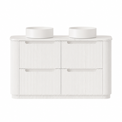 BV46 Fluted Matte White Curve Freestanding Vanity - 750 / 900 / 1200 / 1500 / 1800mm