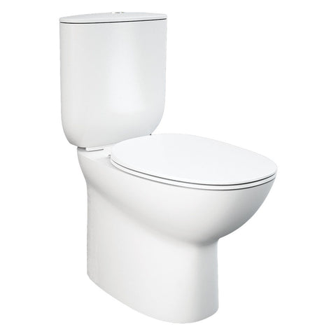 Raised Height Back To Wall Rimless Flush Tapered Toilet Suite with Soft Close Seat - White (4 Star)