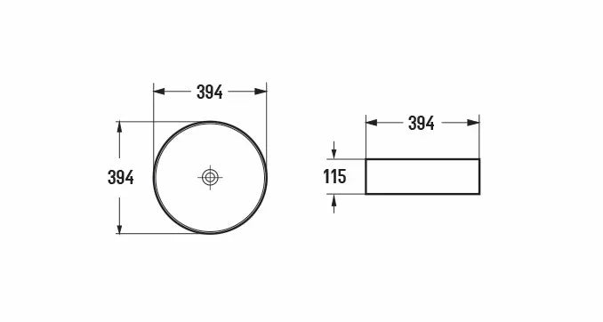 Maris Round Counter Top Ceramic Basin 395x395mm - Various Colours