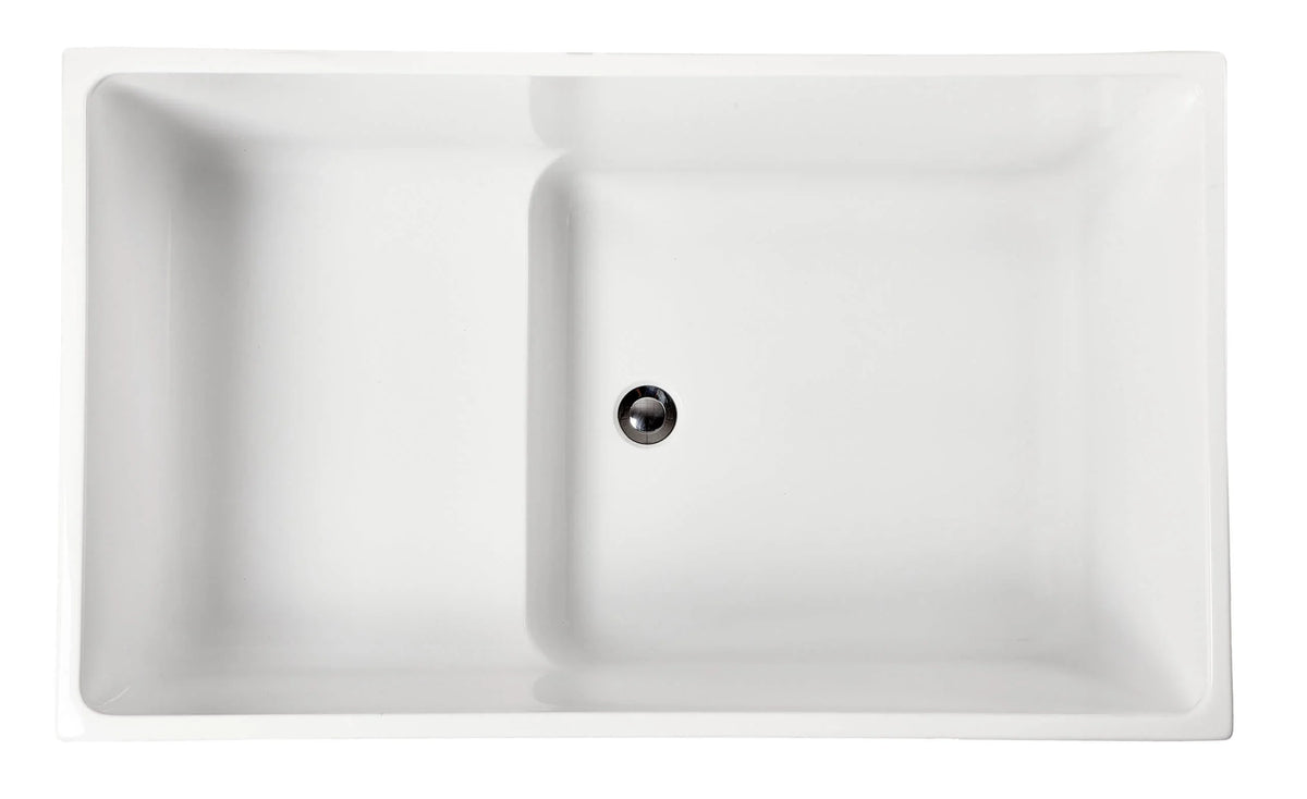 BATH 6 Rectangle Corner Back to Wall Freestanding Bath 1350mm - Gloss White
