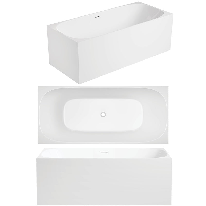 Corner Back to Wall Freestanding Bath with Overflow 1400 / 1500 / 1700mm - Gloss White