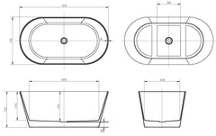 Oval Freestanding Bath 1370 / 1520 / 1700 mm - Gloss White
