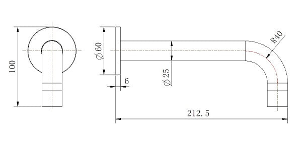 Nero BS39 Bath Wall Fixed Spout (Curved) - Various Colours