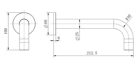 Nero BS39 Bath Wall Fixed Spout (Curved) - Various Colours