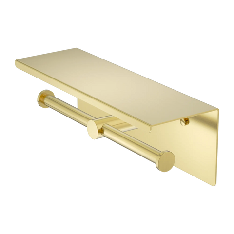 Double Toilet Roll Holder with Shelf - Various Colours