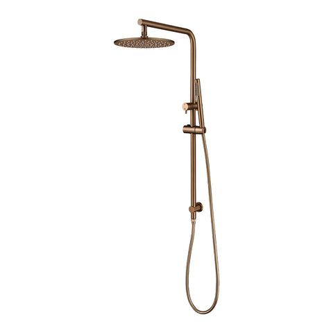 Round Dual Shower Rail with Slim Hand Shower - Various Colours