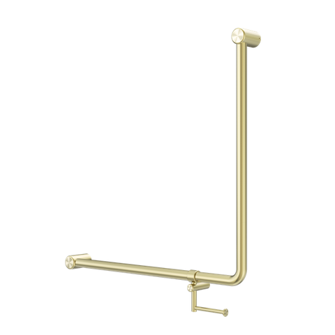 Mecca Care 90 Degree 750x750mm Grab Rail with toilet roll holder - Various Colours