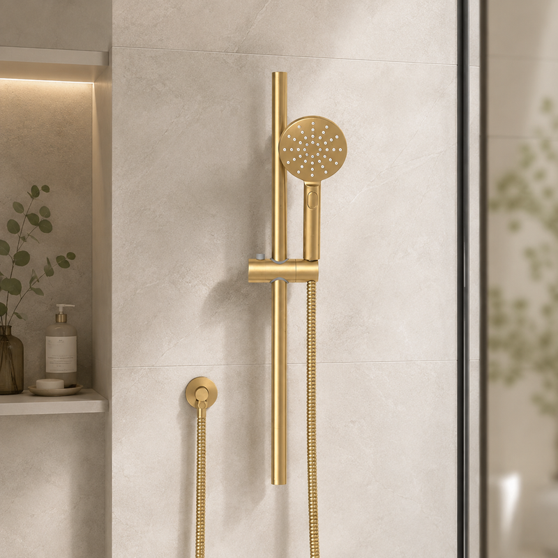Round Shower Rail with 3 Spray Settings Handheld Shower Set