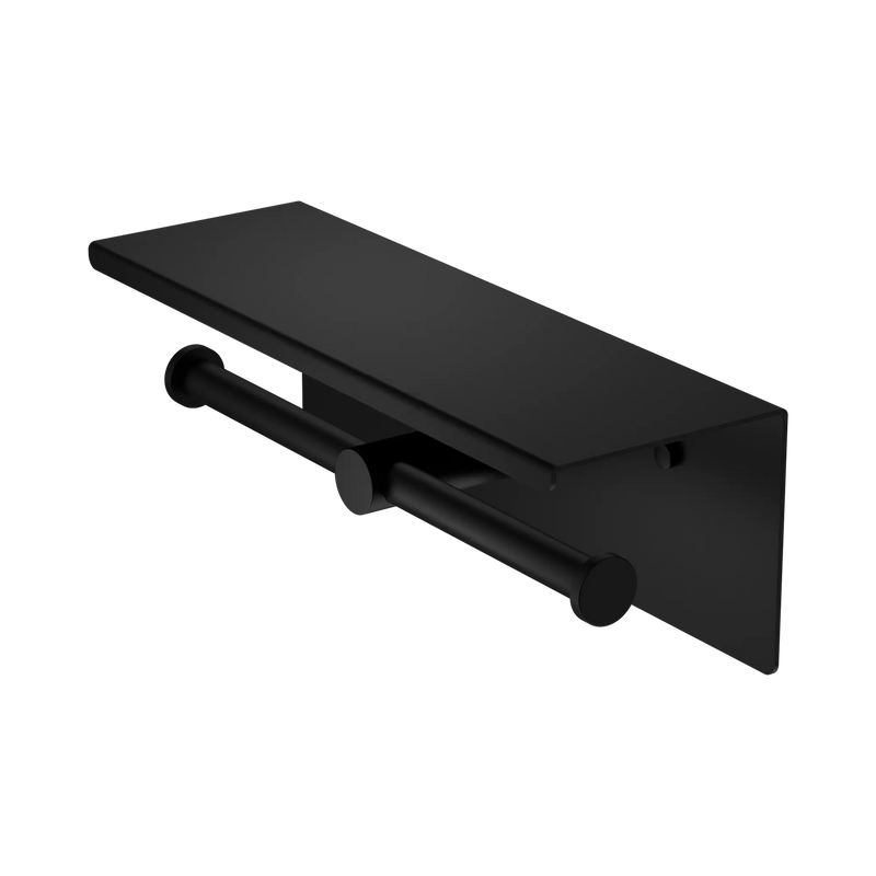 Double Toilet Roll Holder with Shelf - Various Colours