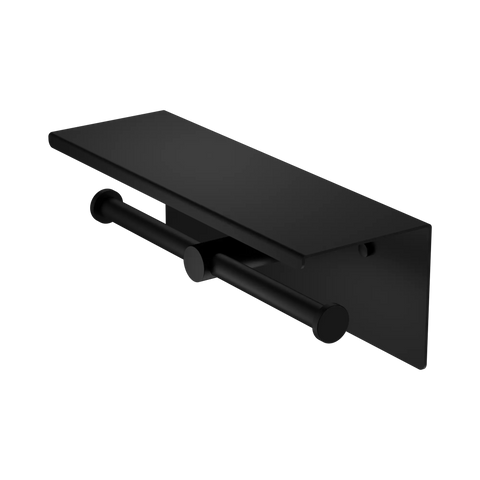 Double Toilet Roll Holder with Shelf - Various Colours
