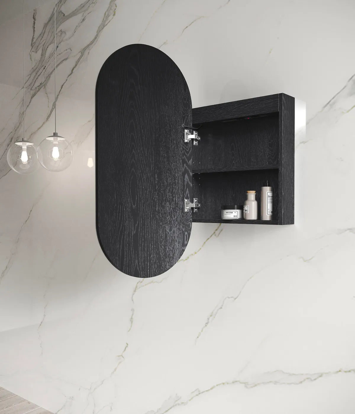 Pill Shape LED Mirror Cabinet 450x900mm - Various Colours