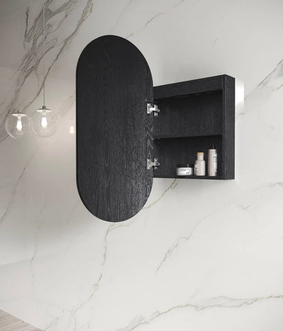 Pill Shape LED Mirror Cabinet 450x900mm - Various Colours