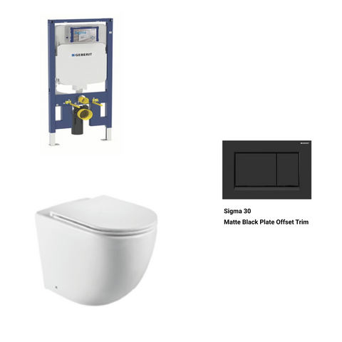 Geberit In Wall Package - Tornado Rimless Wall Hung Pan, Inwall Cistern and Button