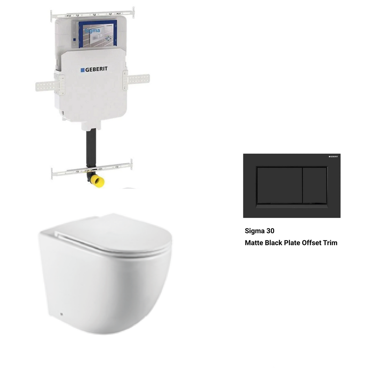 Geberit In Wall Package - Tornado Rimless Floor Pan, Inwall Cistern and Button