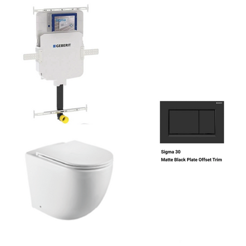 Geberit In Wall Package - Tornado Rimless Floor Pan, Inwall Cistern and Button